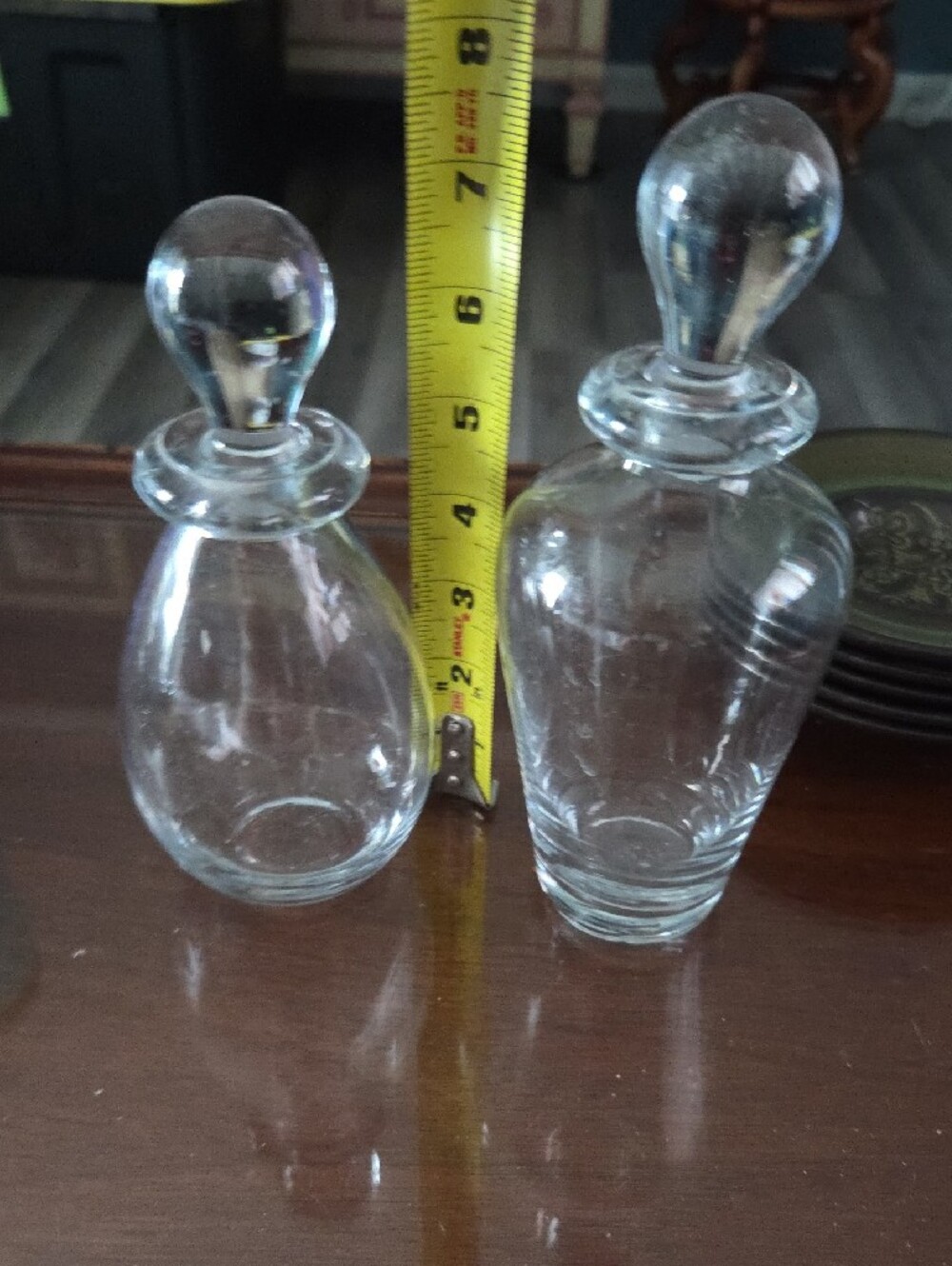 Clear Glass Perfume Bottles with Stoppers - Set of 2 - Picture 2 of 2
